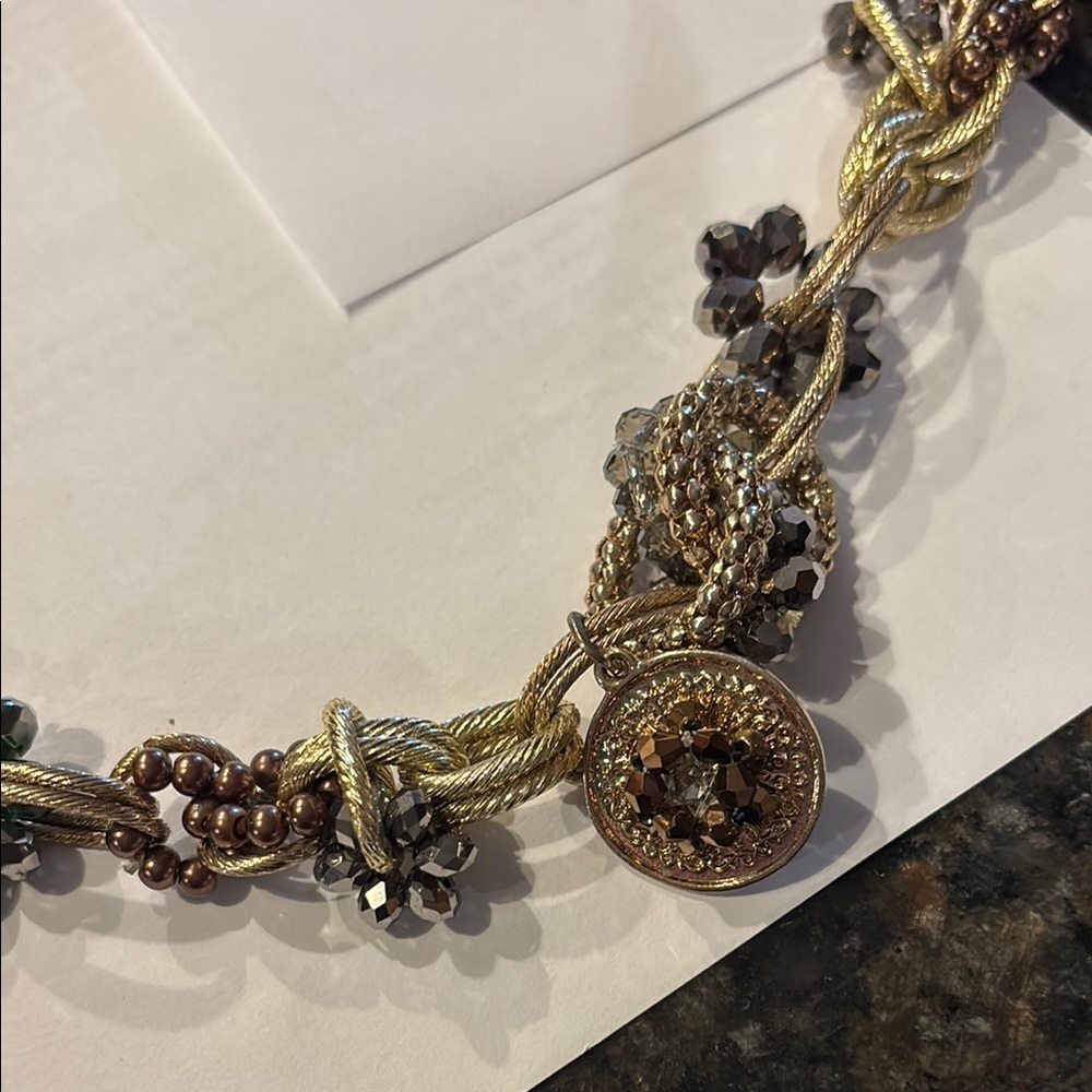 Elegant Gold and Black Beaded Necklace 38 inches chunky - Picture 3 of 7